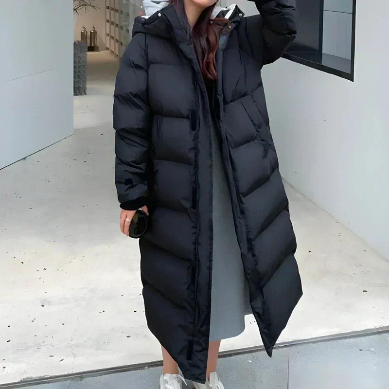 Isabella – Women’s Long Windproof Winter Jacket with Hood & Warm Lining